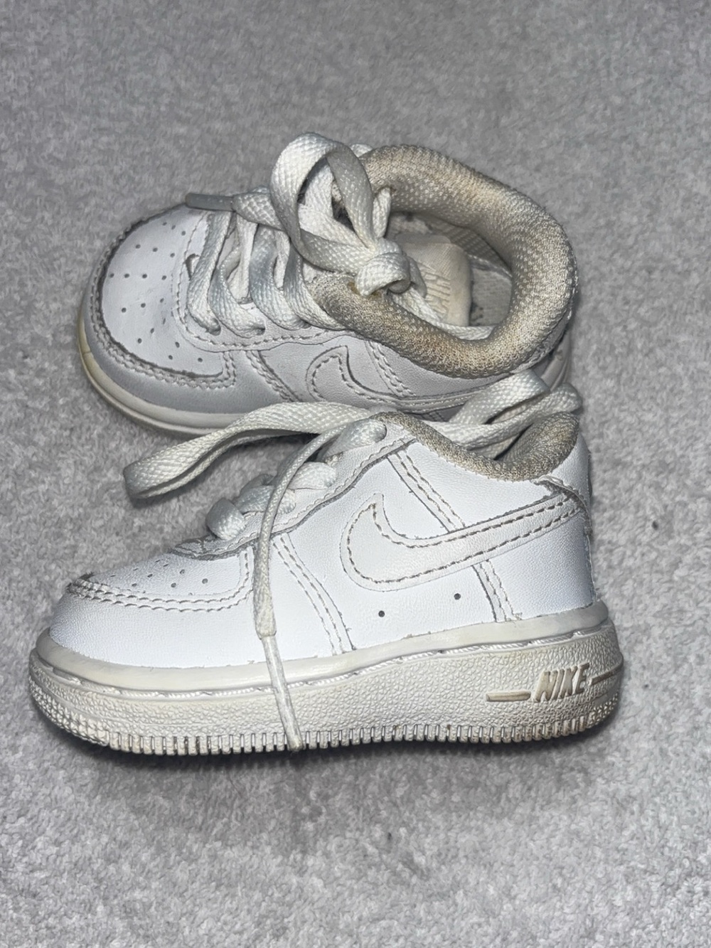 Nike White Toddler Leather Sneakers with Lace-Up